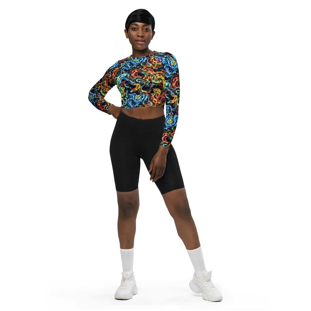 Ember And Ice on Long Sleeve Crop Top — Front