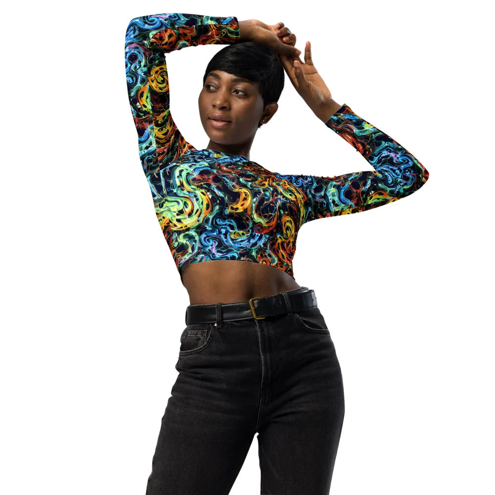 Ember And Ice on Long Sleeve Crop Top — Front