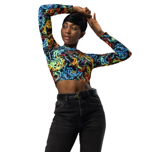 Ember And Ice on a Long Sleeve Crop Top