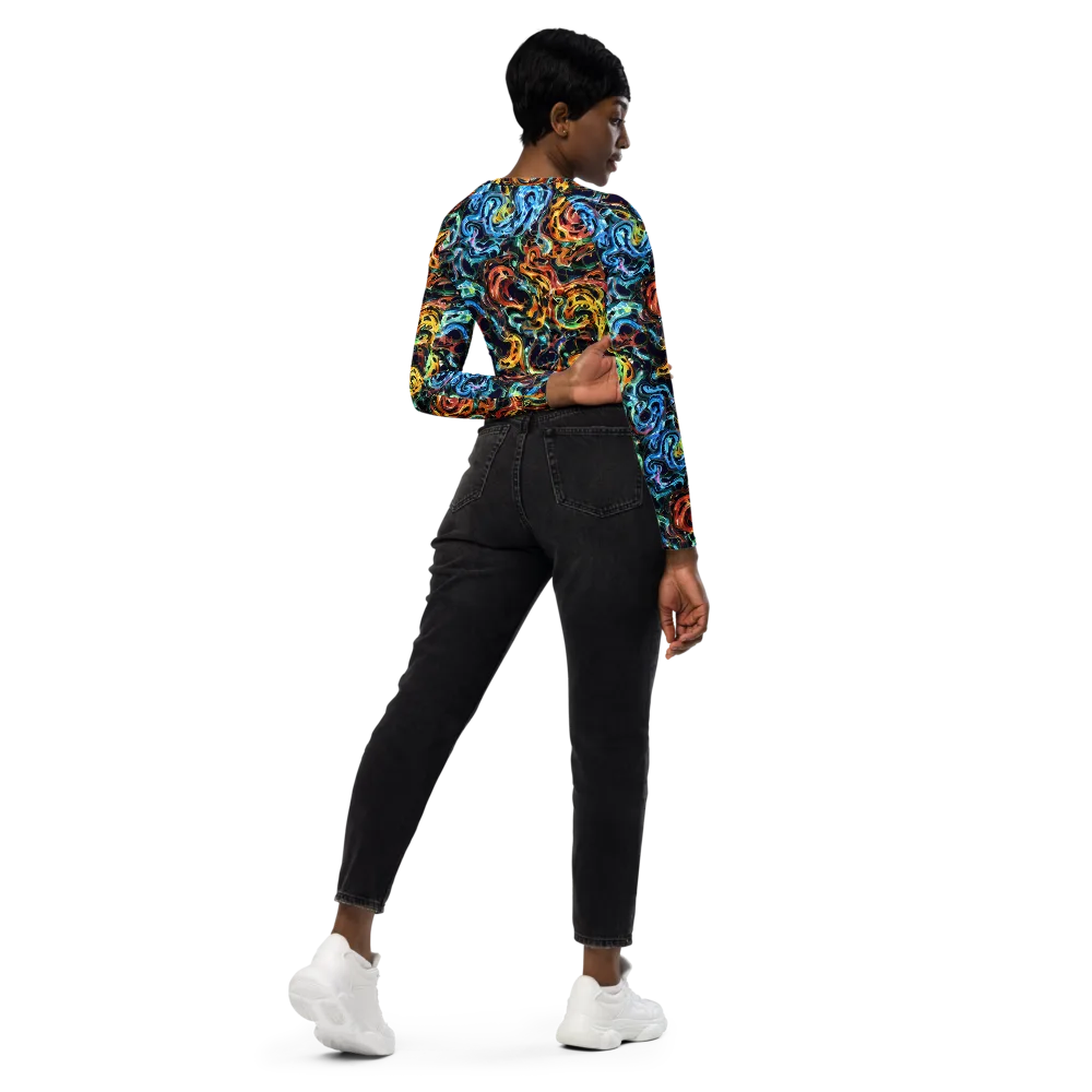 Ember And Ice on Long Sleeve Crop Top — Right Back