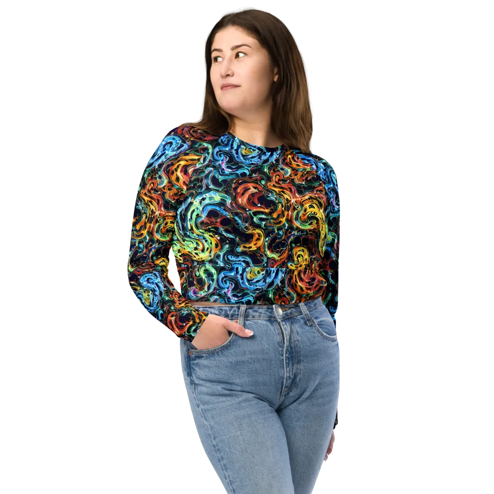 Ember And Ice on Long Sleeve Crop Top — Front