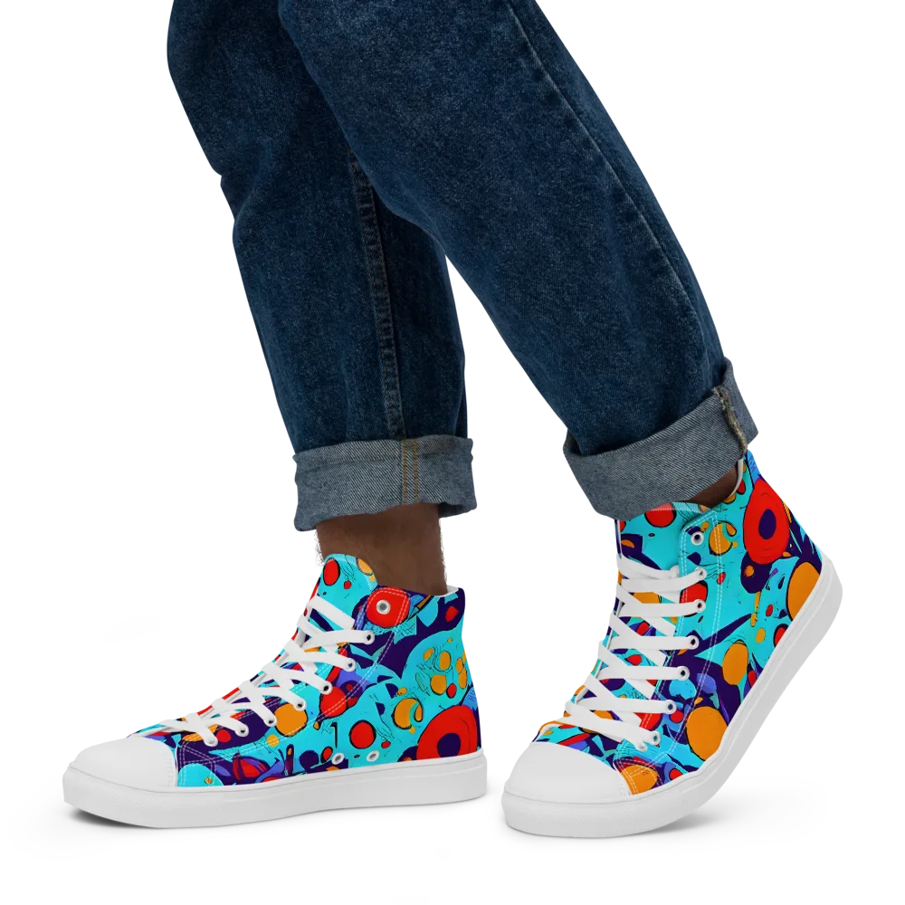 Cosmic Marrow on Men's High Top Canvas Shoes — Left