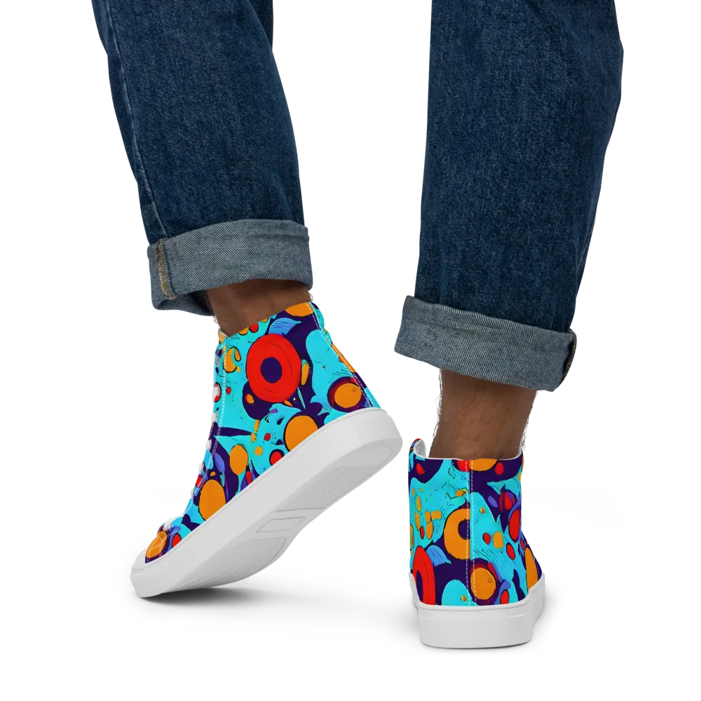 Cosmic Marrow on Men's High Top Canvas Shoes — Back