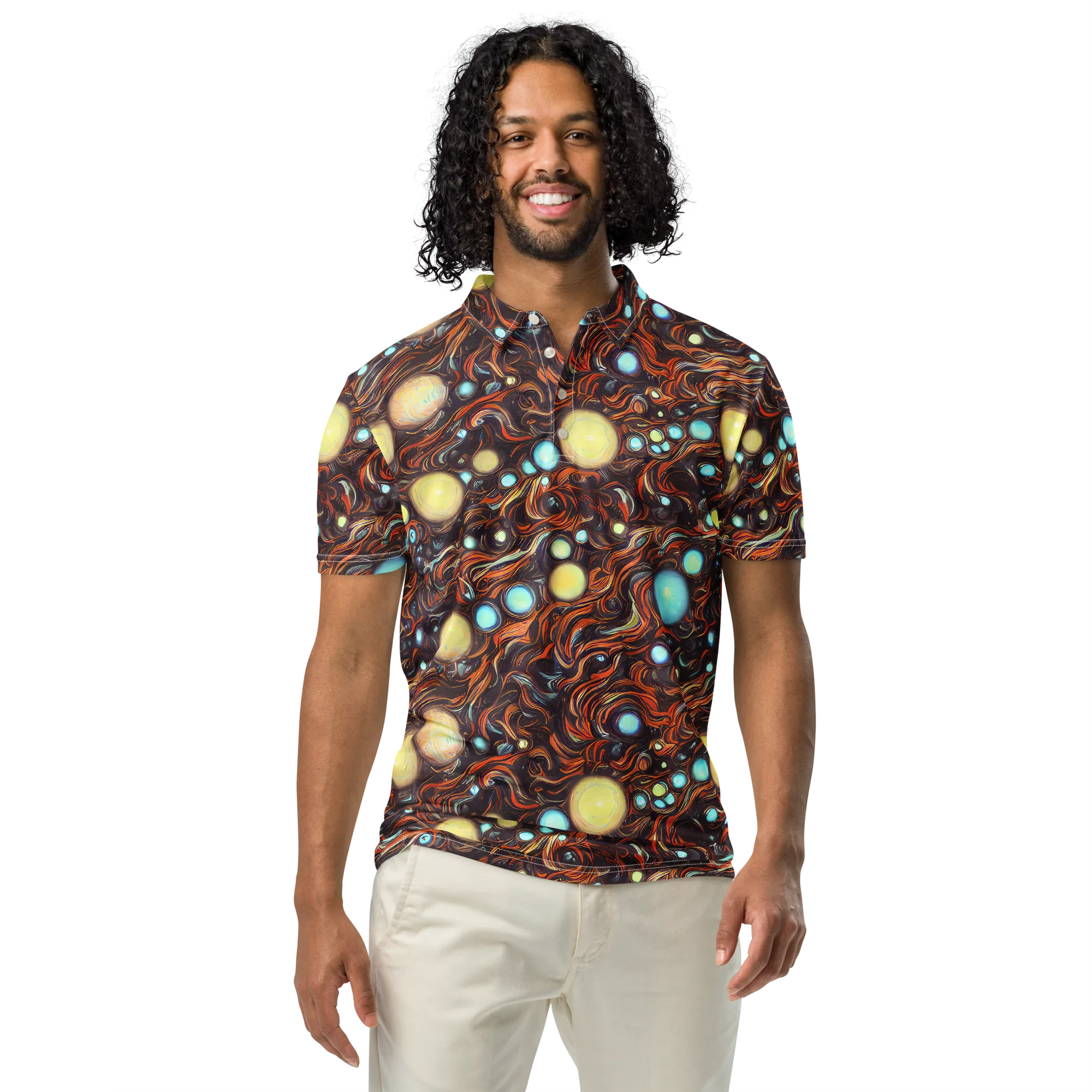 Molten Galaxies on Men's Slim Fit Polo Shirt — Front
