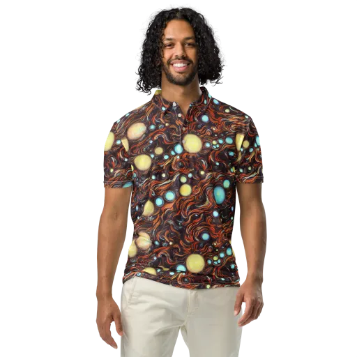 Molten Galaxies on a Men's Slim Fit Polo Shirt
