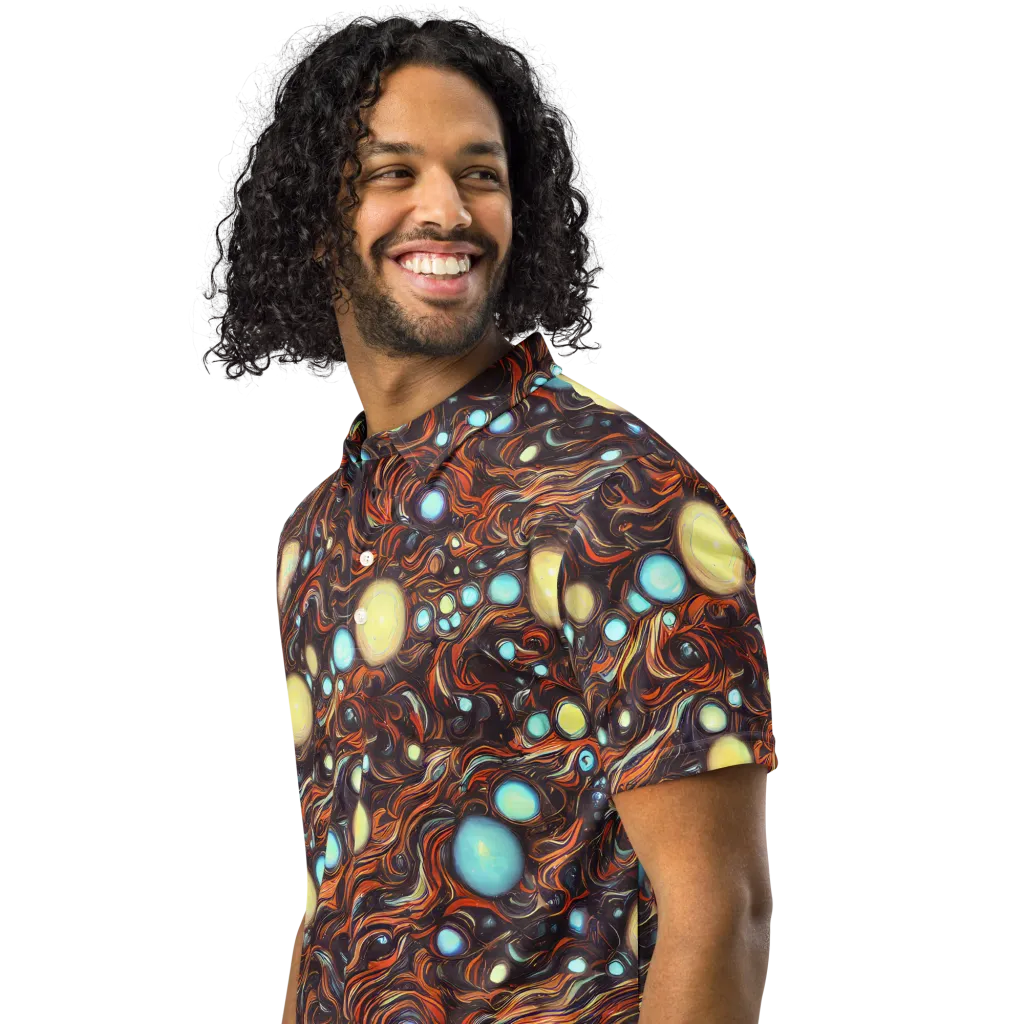 Molten Galaxies on Men's Slim Fit Polo Shirt — Left Front