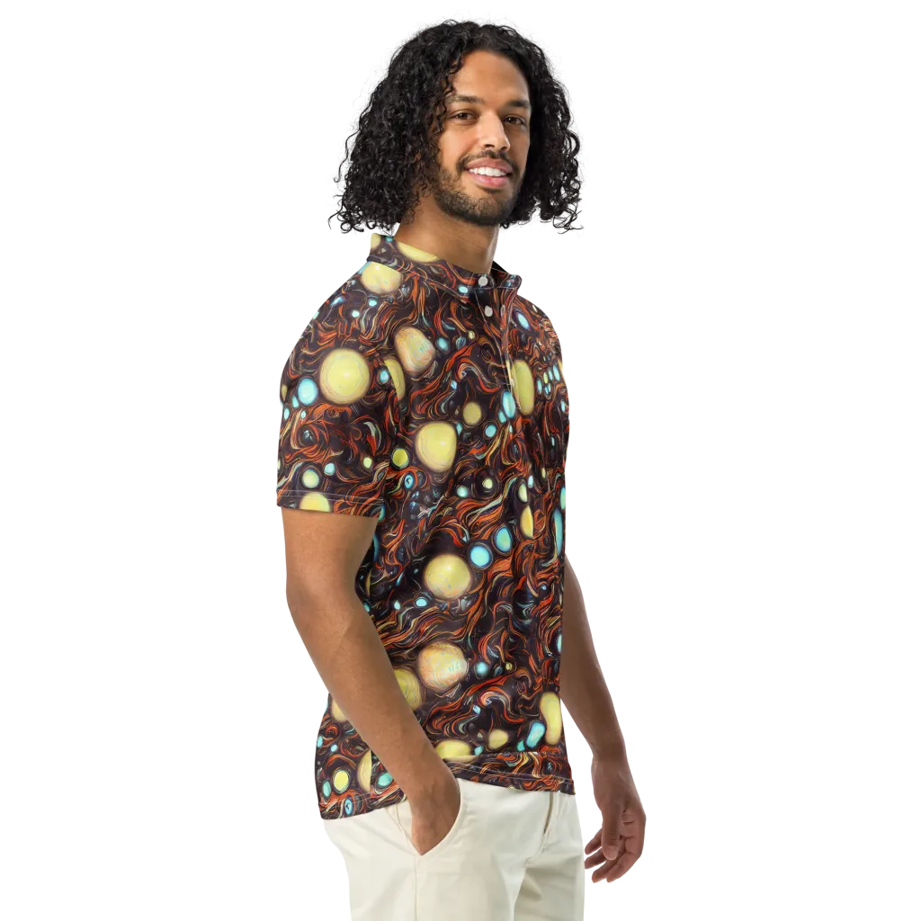Molten Galaxies on Men's Slim Fit Polo Shirt — Right Front