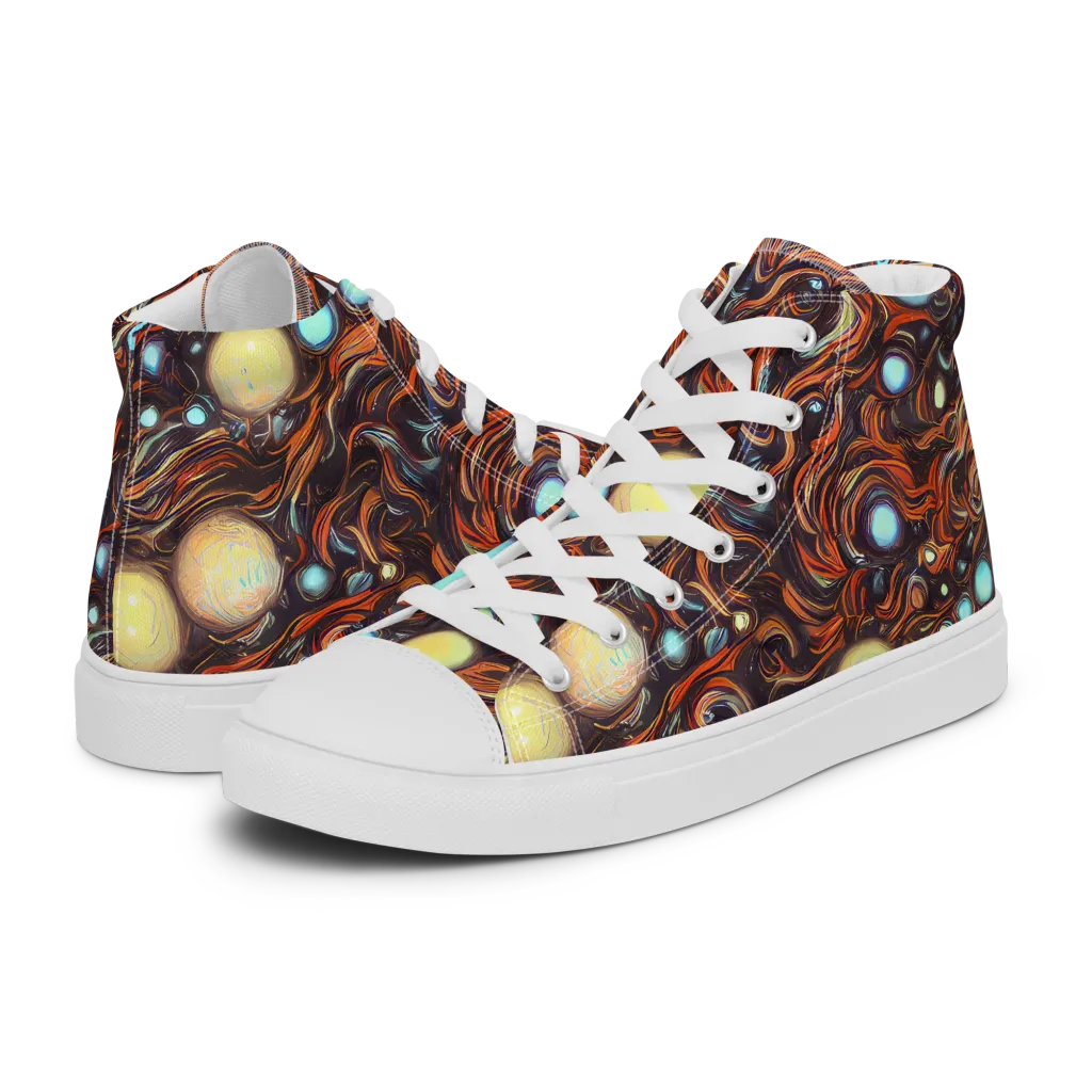 Molten Galaxies on Men's High Top Canvas Shoes — Left