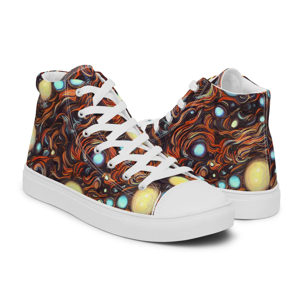 Molten Galaxies on Men's High Top Canvas Shoes — Right