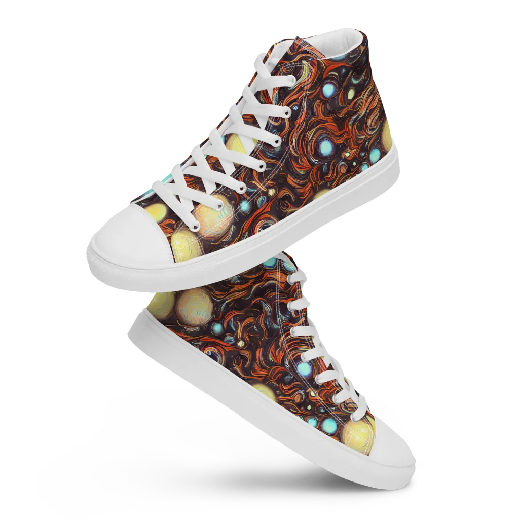 Molten Galaxies on Men's High Top Canvas Shoes — Front