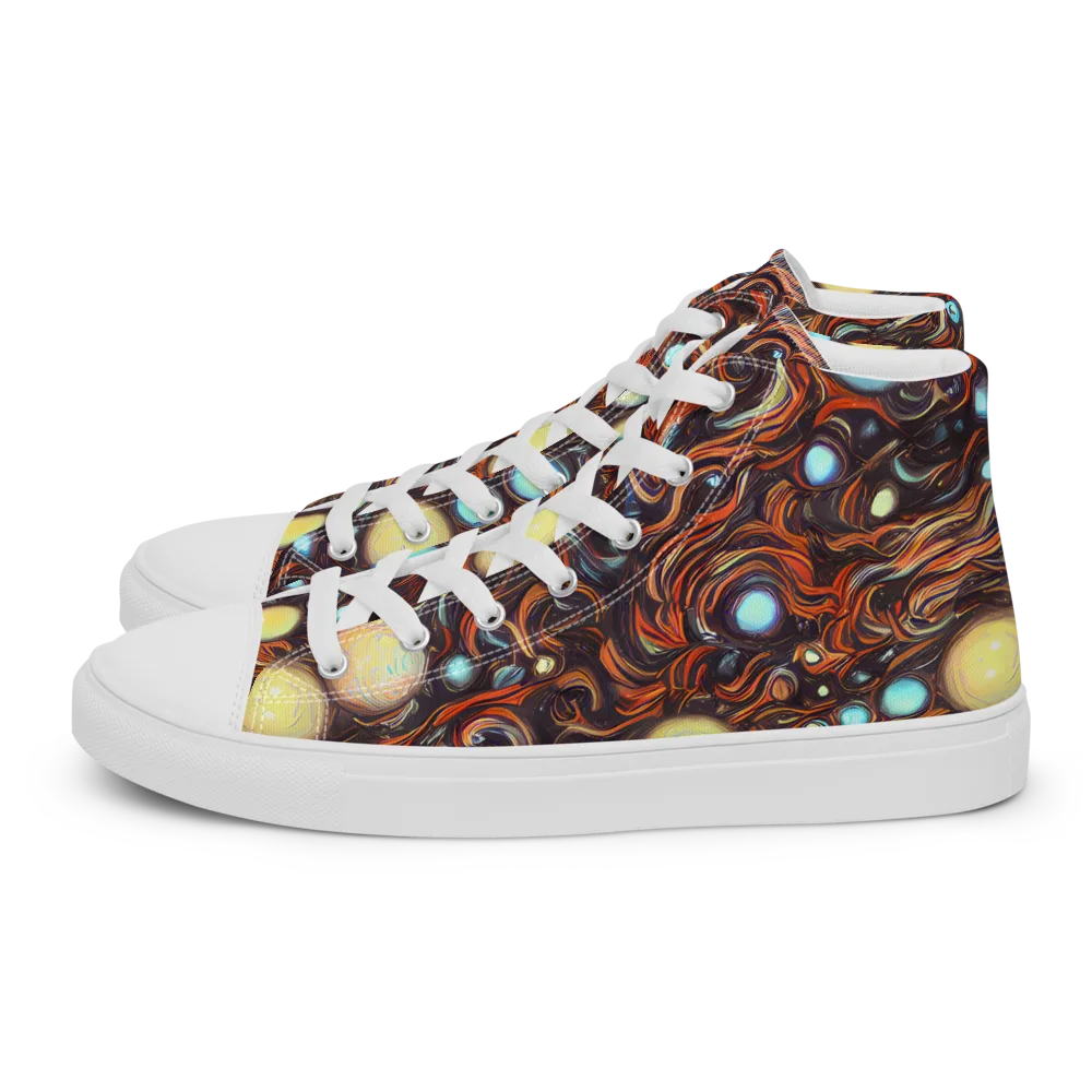 Molten Galaxies on Women's High Top Canvas Shoes — Left
