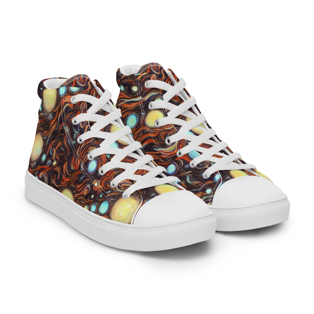 Molten Galaxies on Women's High Top Canvas Shoes — Right Front