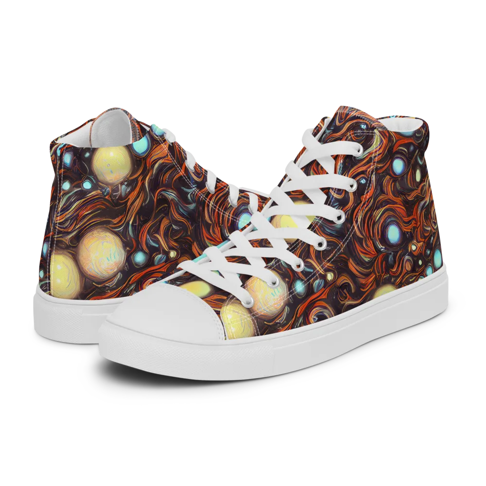 Molten Galaxies on Women's High Top Canvas Shoes — Left