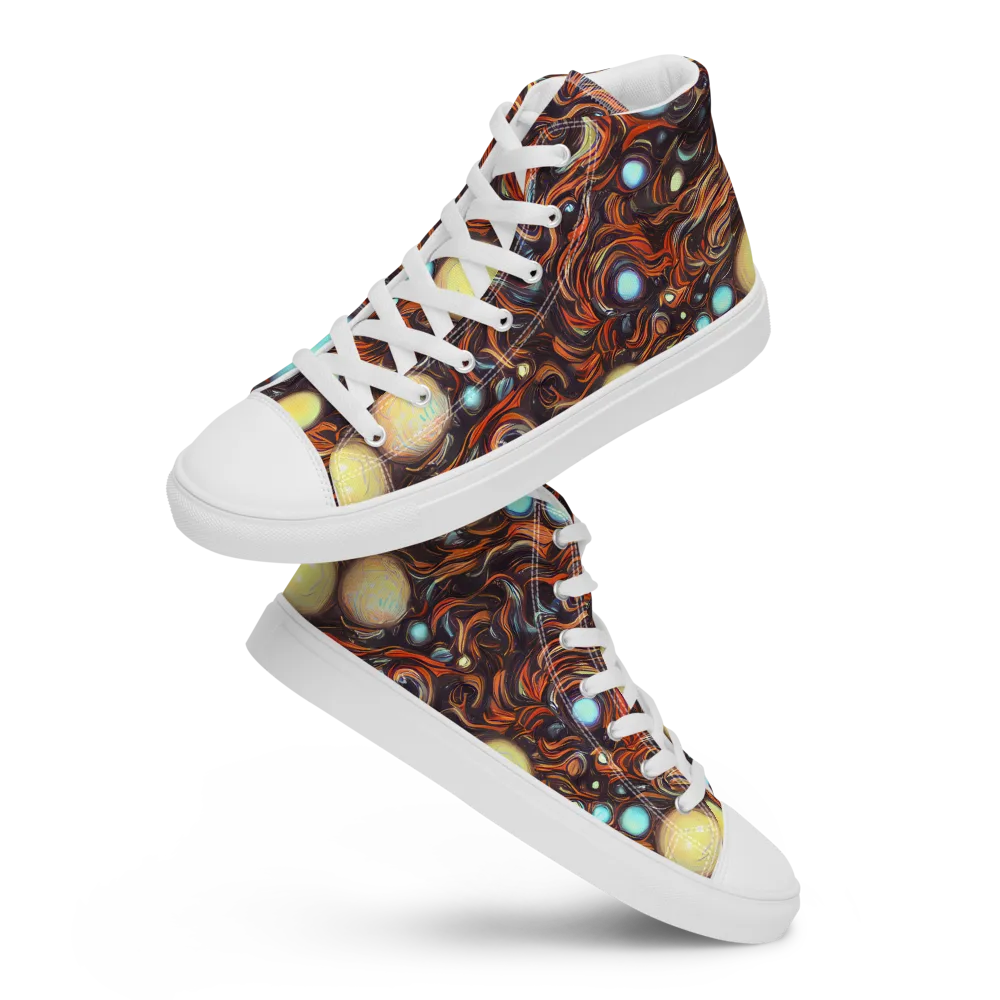 Molten Galaxies on Women's High Top Canvas Shoes — Front
