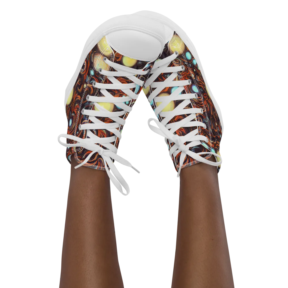 Molten Galaxies on Women's High Top Canvas Shoes — Front