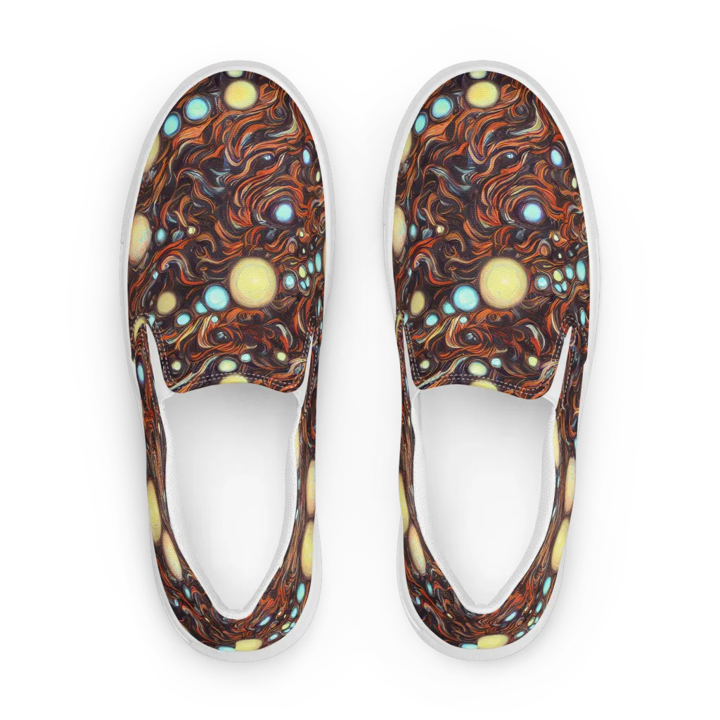 Molten Galaxies on Men's Slip-On Canvas Shoes — Front