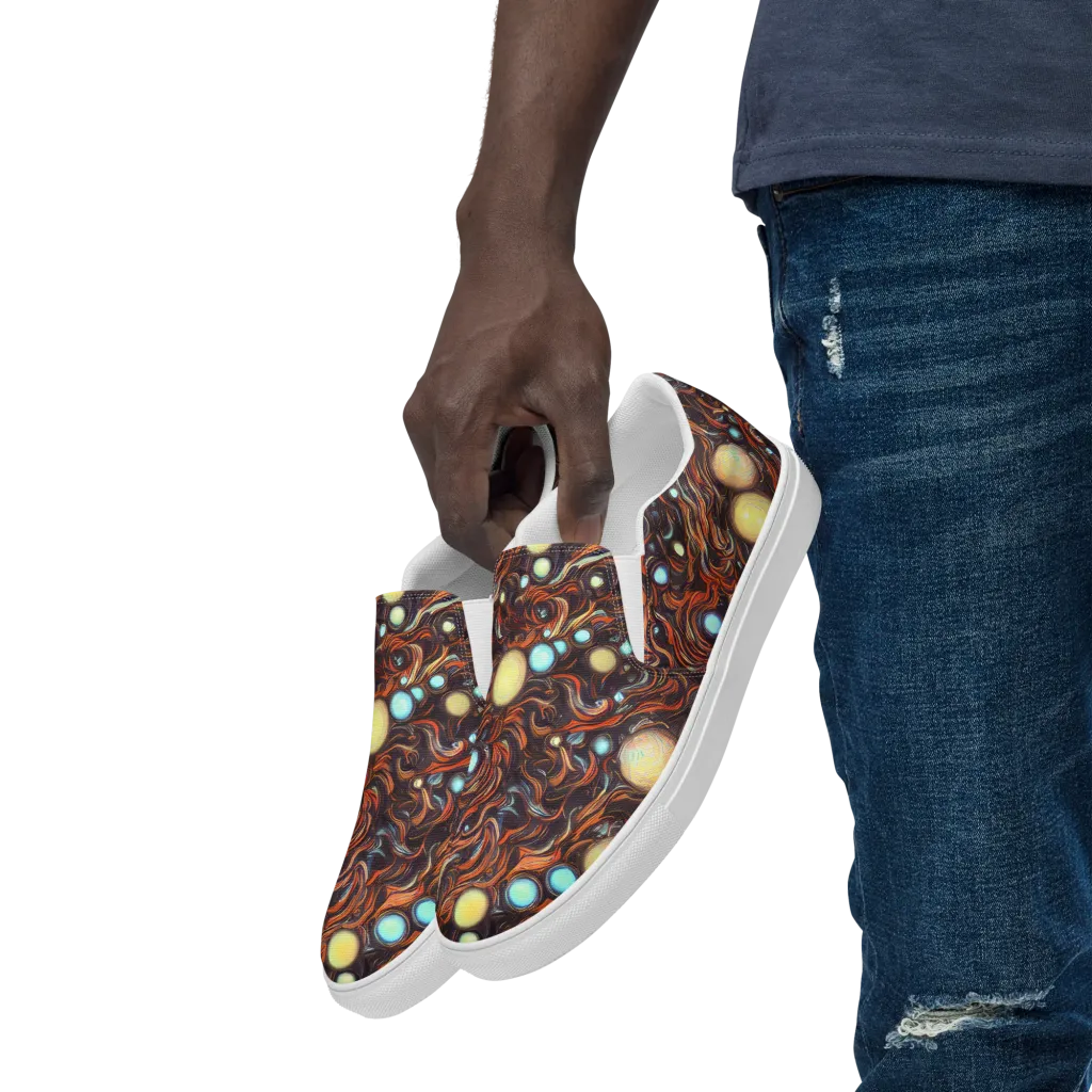 Molten Galaxies on Men's Slip-On Canvas Shoes — Left Front