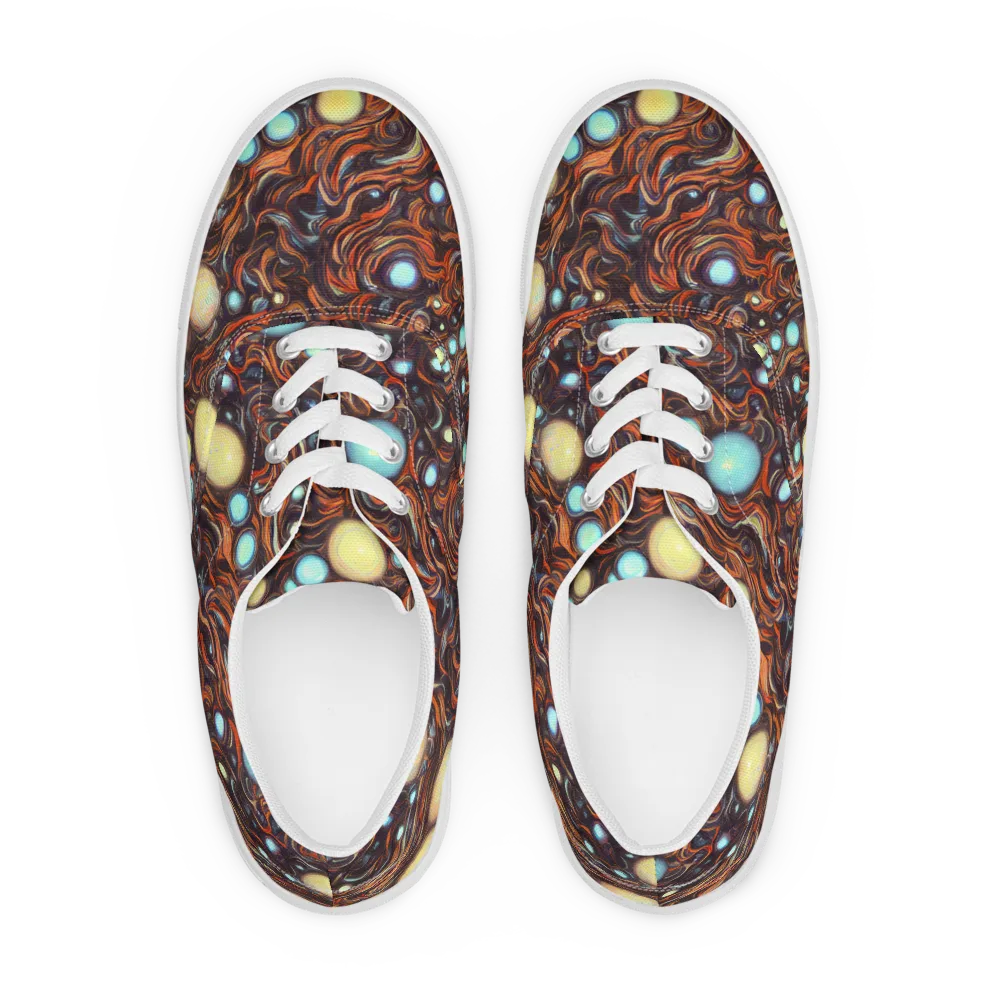 Molten Galaxies on Men's Lace-Up Canvas Shoes — Front