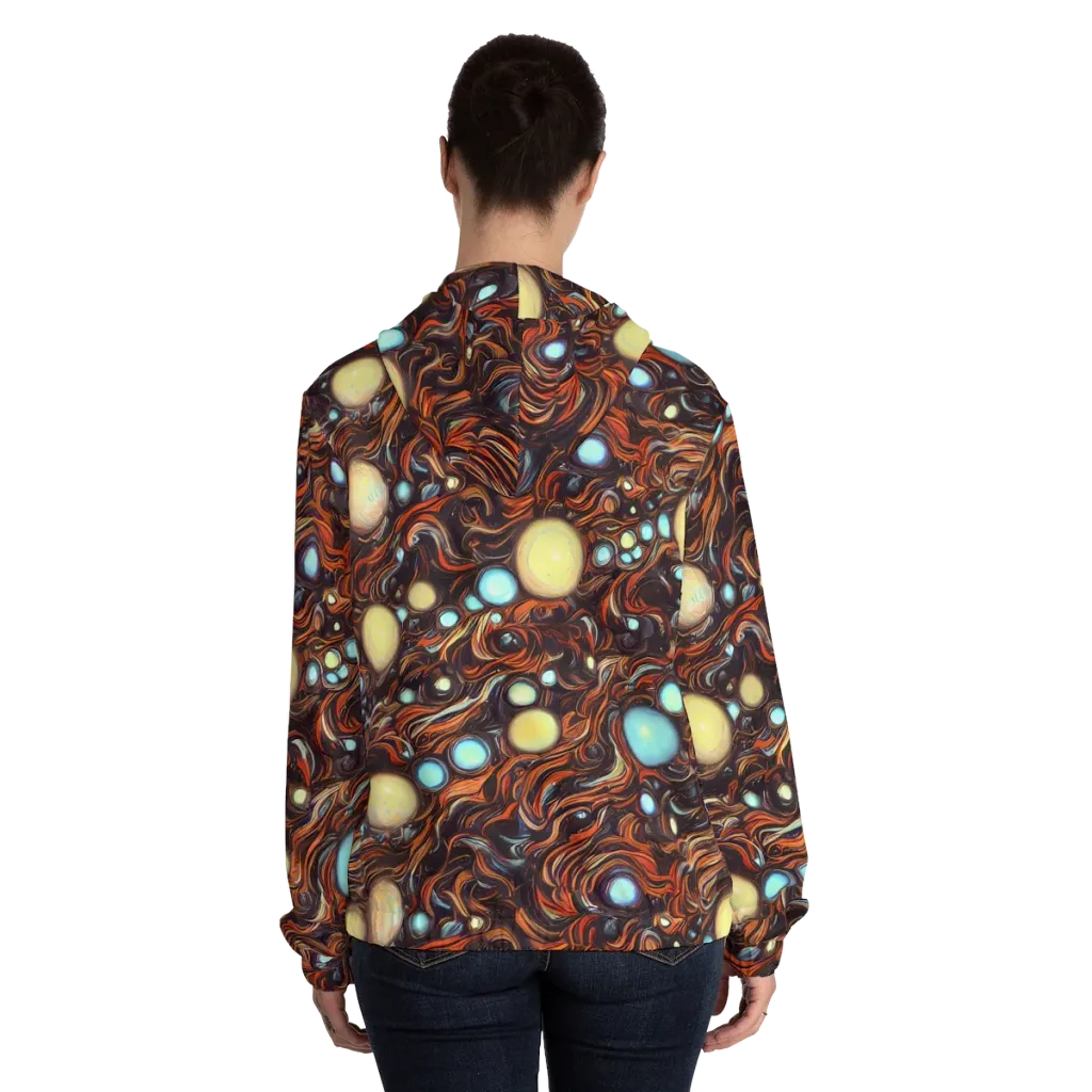 Molten Galaxies on Women's Full-Zip Hoodie — Back On Person