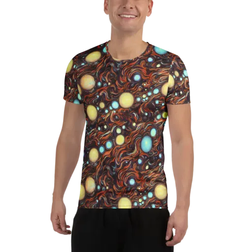 Molten Galaxies on a Men's Athletic T-Shirt