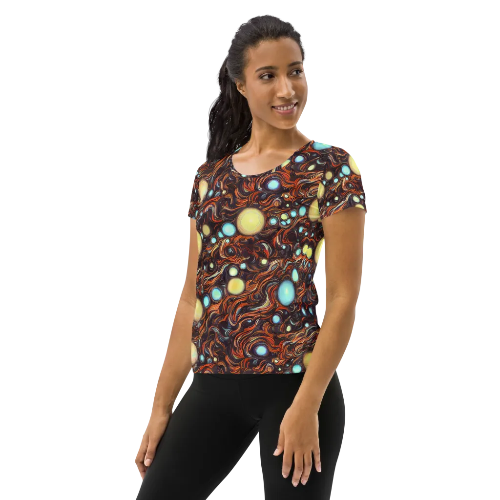 Molten Galaxies on Women's Athletic T-Shirt — Left