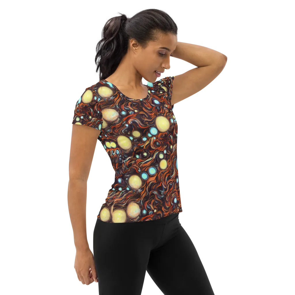 Molten Galaxies on Women's Athletic T-Shirt — Right