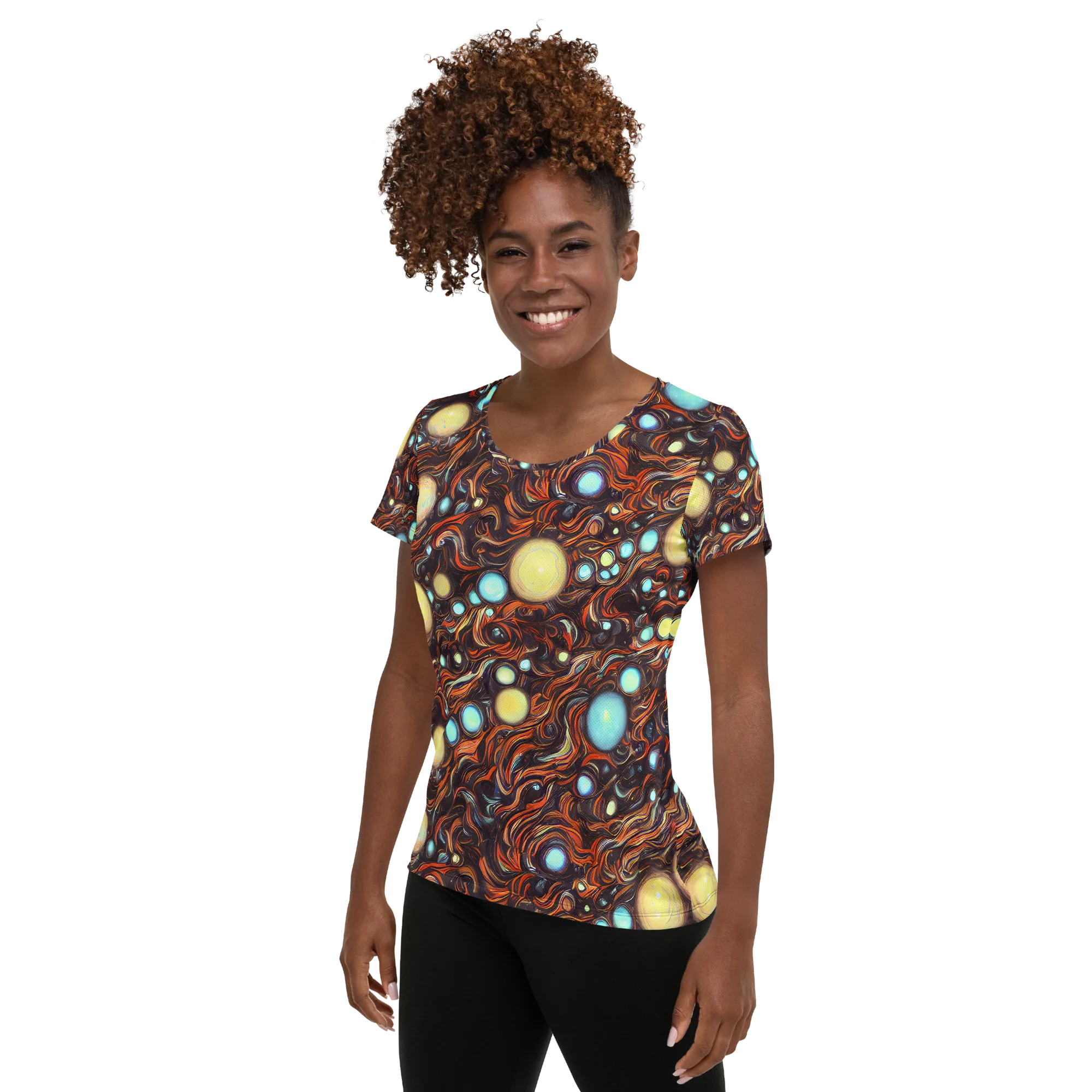 Molten Galaxies on Women's Athletic T-Shirt — Left
