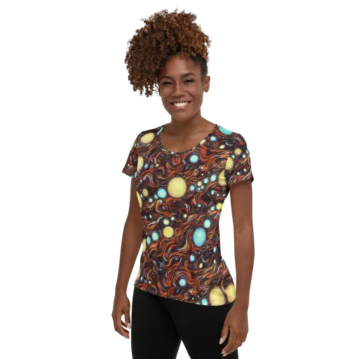 Molten Galaxies on a Women's Athletic T-Shirt