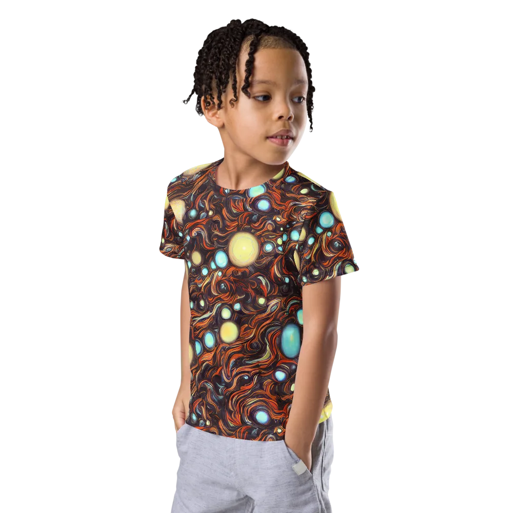 Molten Galaxies on Kids Crew Neck T-Shirt — Left Front