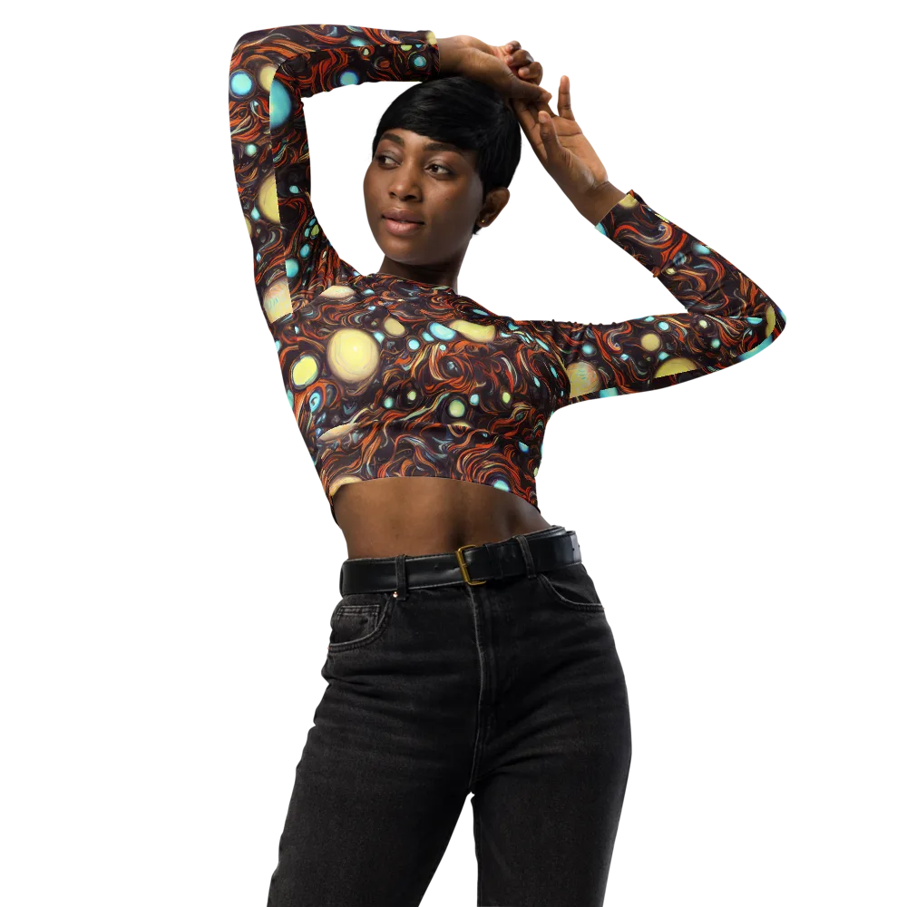 Molten Galaxies on Long Sleeve Crop Top — Front