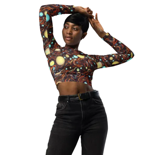 Molten Galaxies on a Long Sleeve Crop Top
