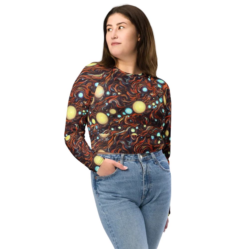 Molten Galaxies on Long Sleeve Crop Top — Front