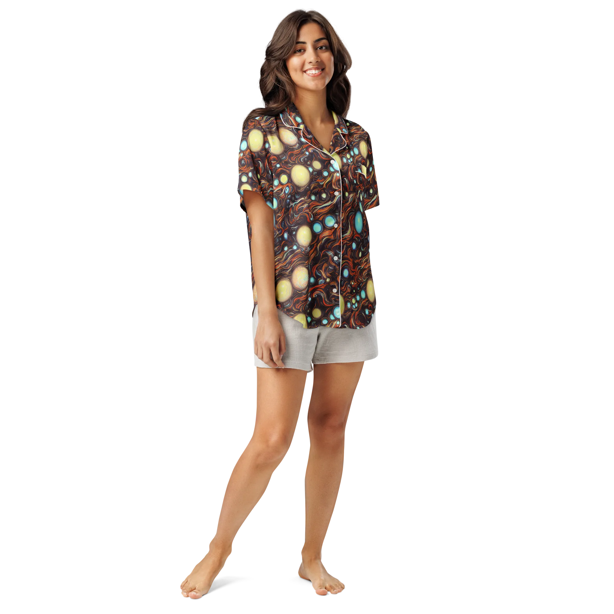 Molten Galaxies on Women's Short Sleeve Pajama Top — Front