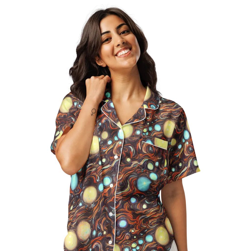 Molten Galaxies on Women's Short Sleeve Pajama Top — Front
