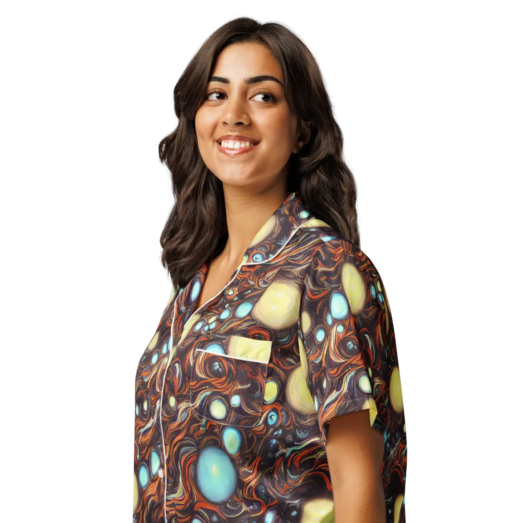 Molten Galaxies on Women's Short Sleeve Pajama Top — Left Front