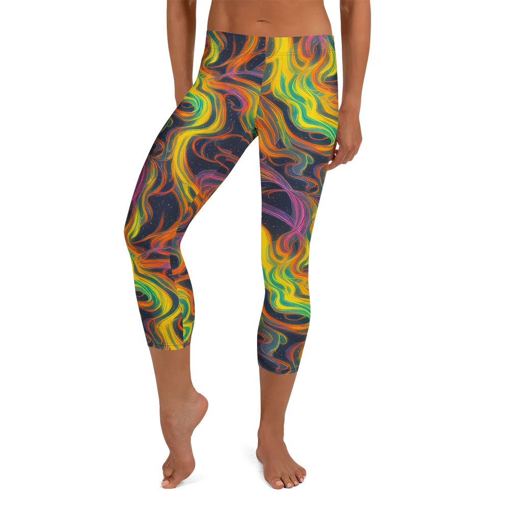 Starfall Ribbons on Capri Leggings — Front