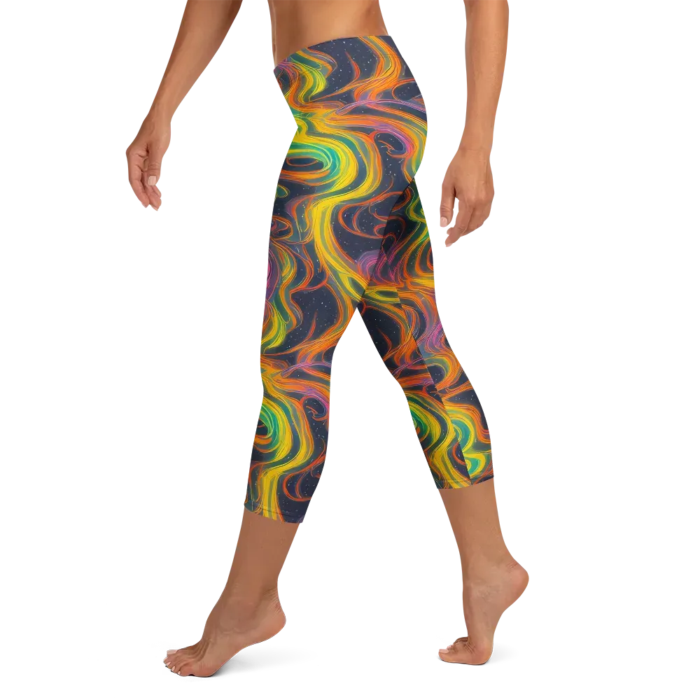 Starfall Ribbons on Capri Leggings — Left