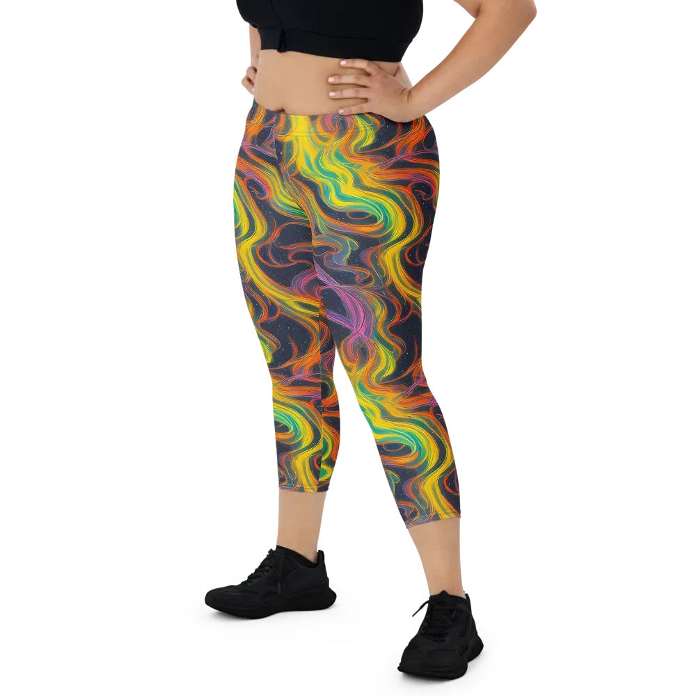 Starfall Ribbons on Capri Leggings — Front