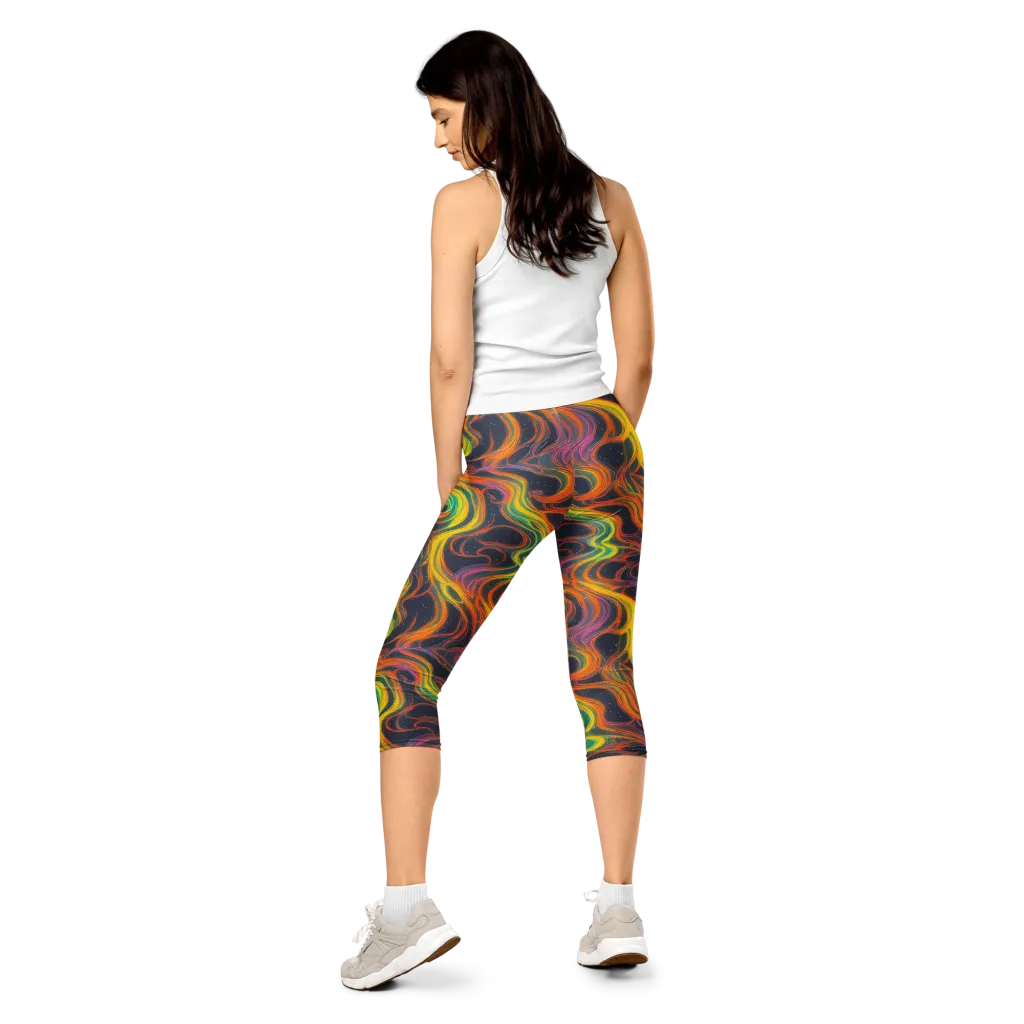 Starfall Ribbons on Capri Leggings — Back