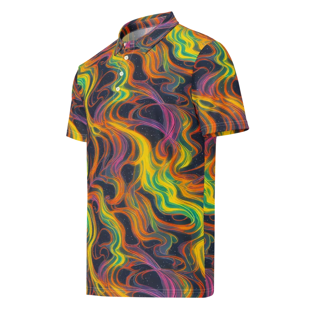 Starfall Ribbons on Men's Slim Fit Polo Shirt — Left Front