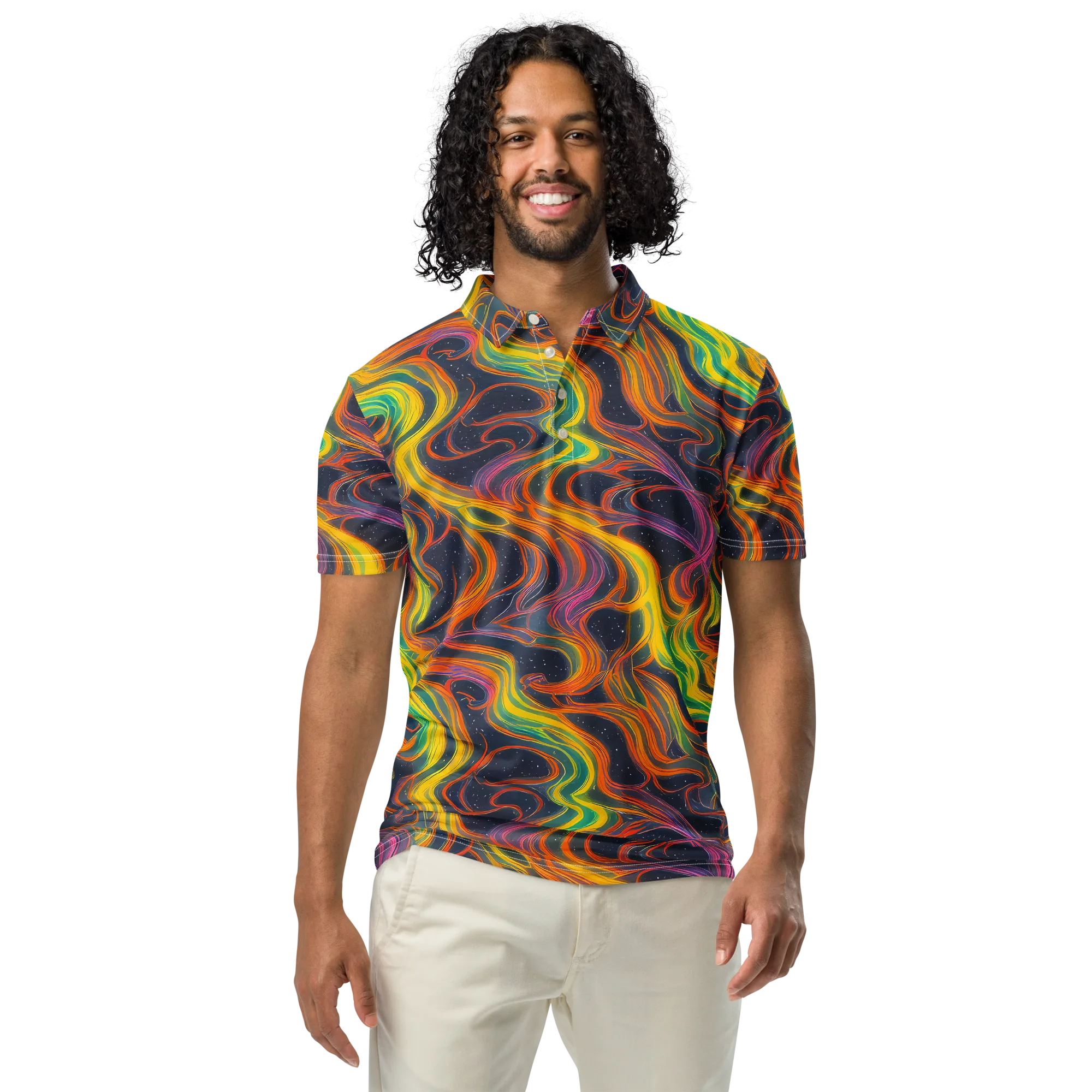 Starfall Ribbons on Men's Slim Fit Polo Shirt — Front