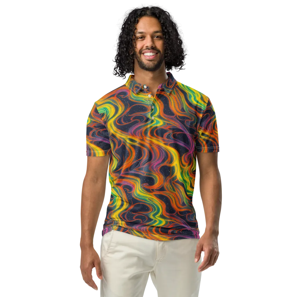 Starfall Ribbons on Men's Slim Fit Polo Shirt — Front