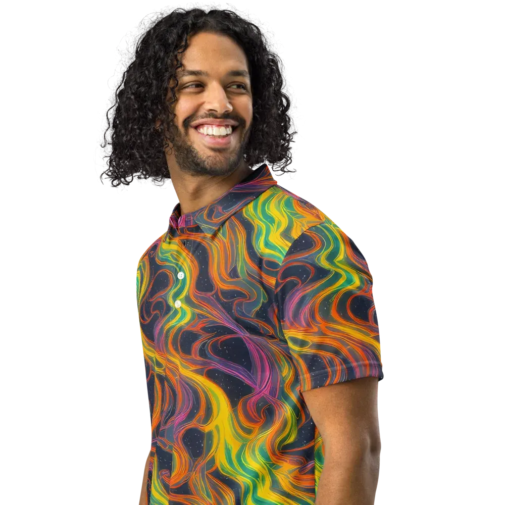 Starfall Ribbons on Men's Slim Fit Polo Shirt — Left Front