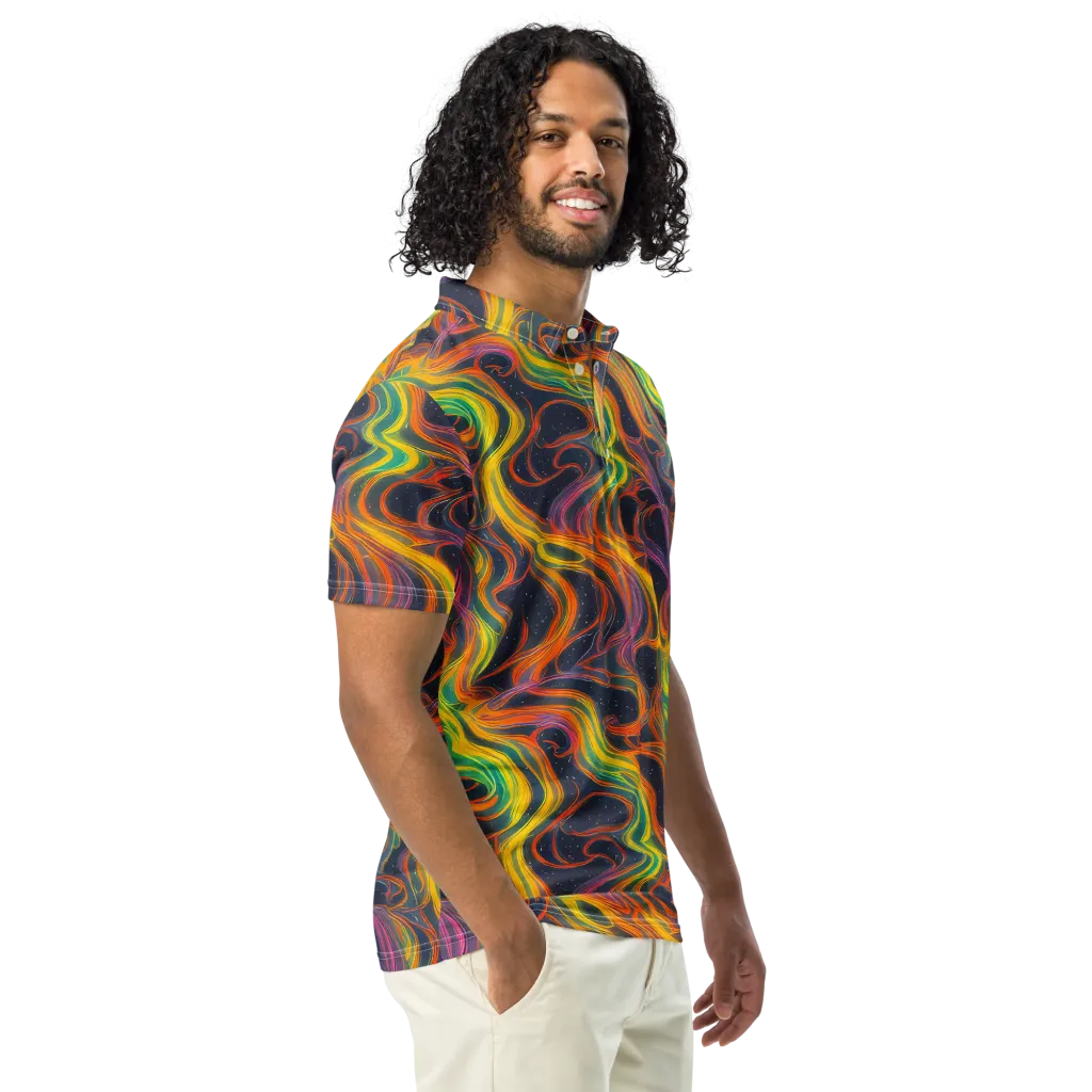 Starfall Ribbons on Men's Slim Fit Polo Shirt — Right Front