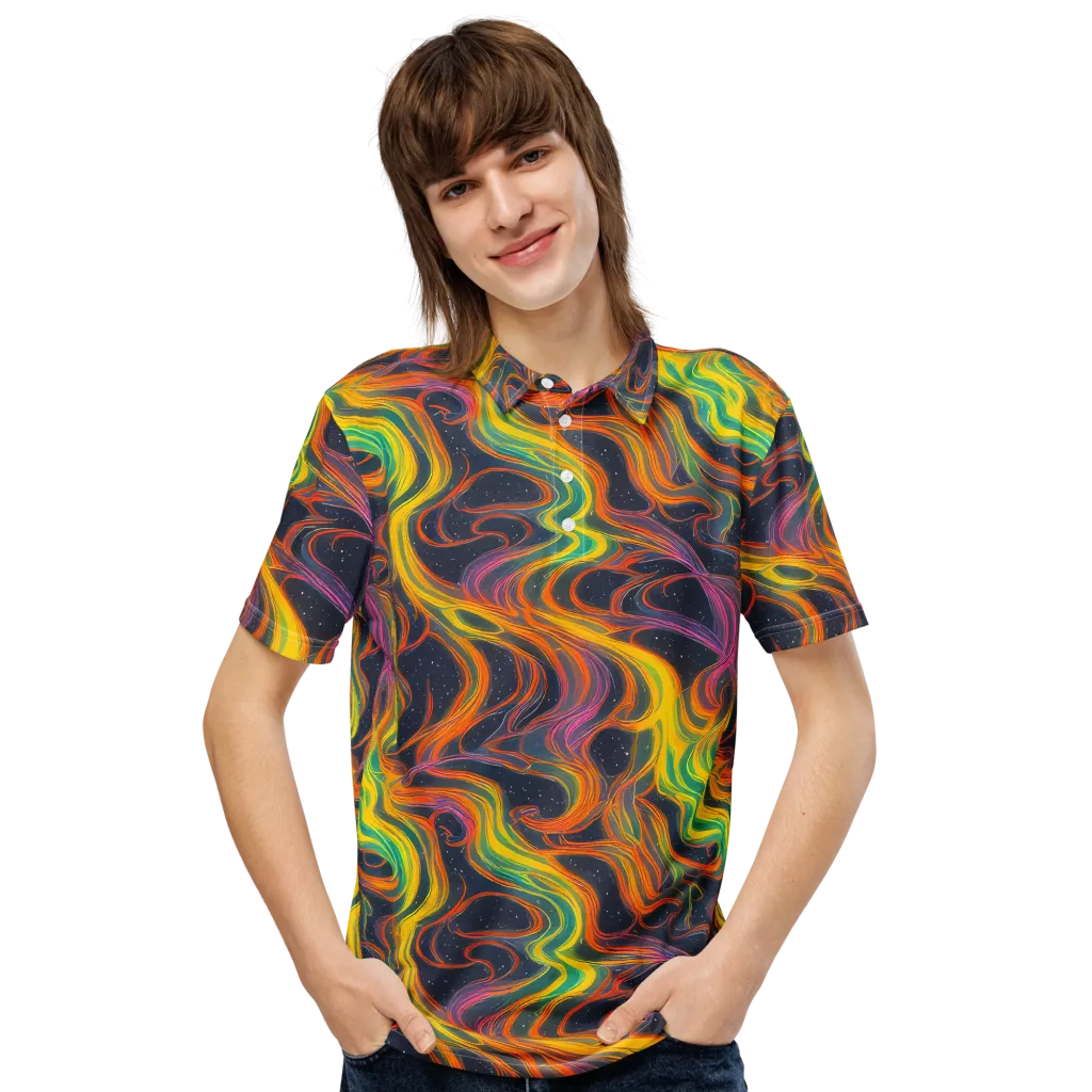 Starfall Ribbons on Men's Slim Fit Polo Shirt — Front