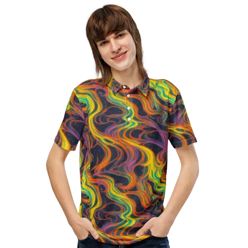 Starfall Ribbons on a Men's Slim Fit Polo Shirt