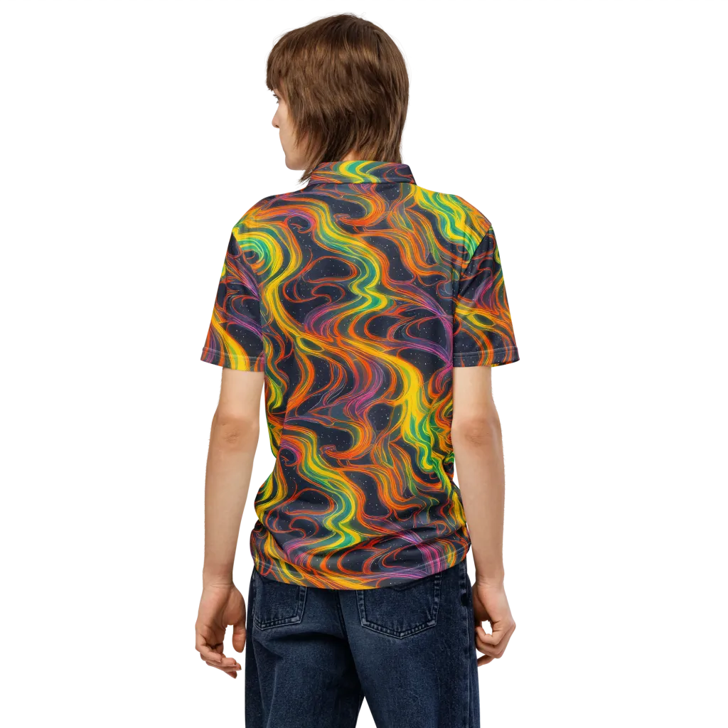 Starfall Ribbons on Men's Slim Fit Polo Shirt — Back