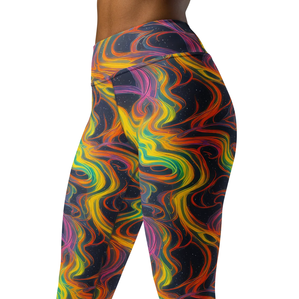 Starfall Ribbons on Yoga Leggings — Left Front