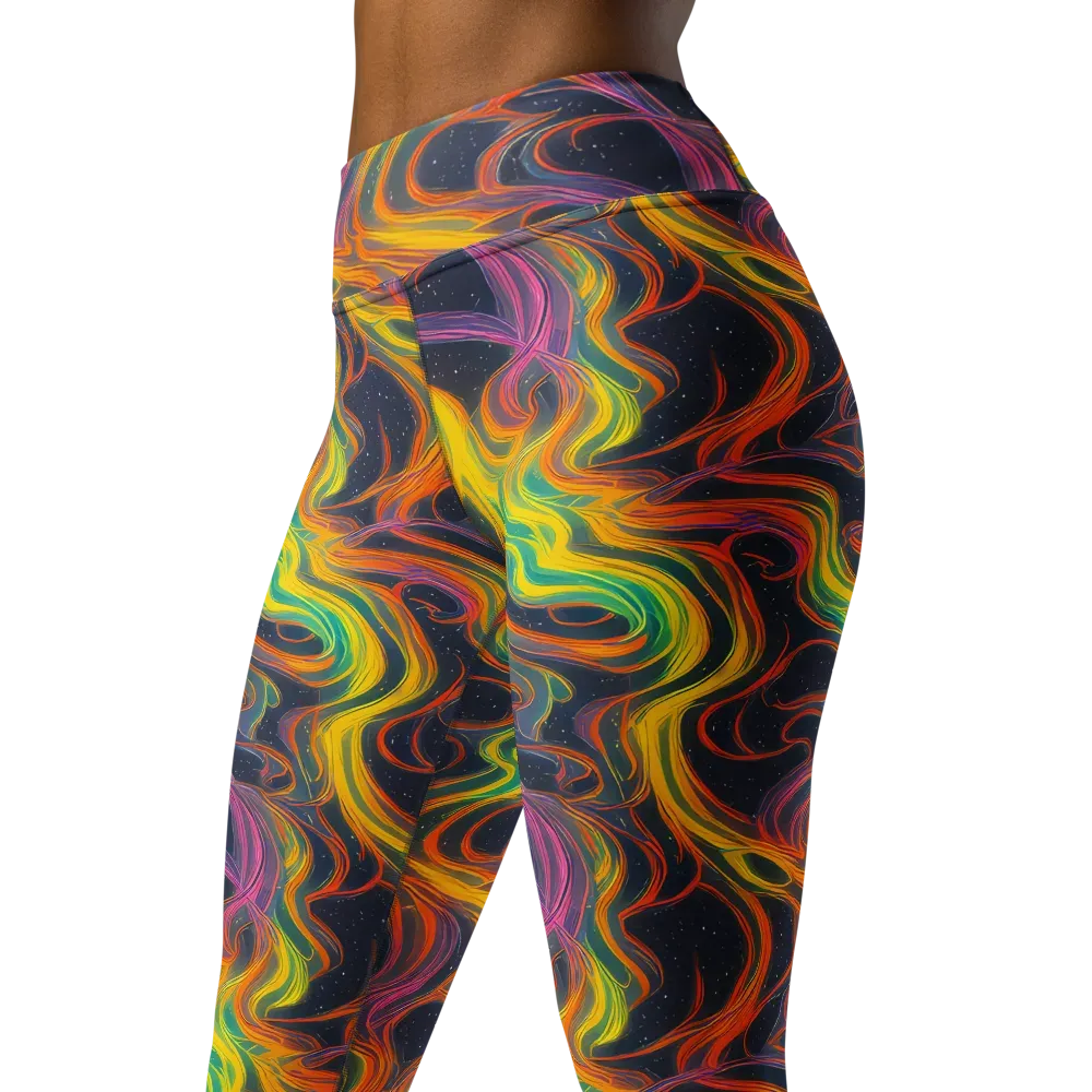 Starfall Ribbons on Yoga Leggings — Left Front