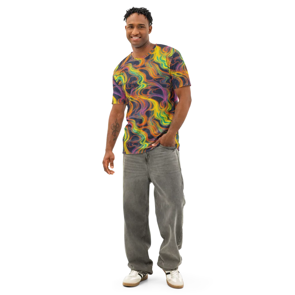 Starfall Ribbons on Men's Cotton Crew Neck T-Shirt — Front